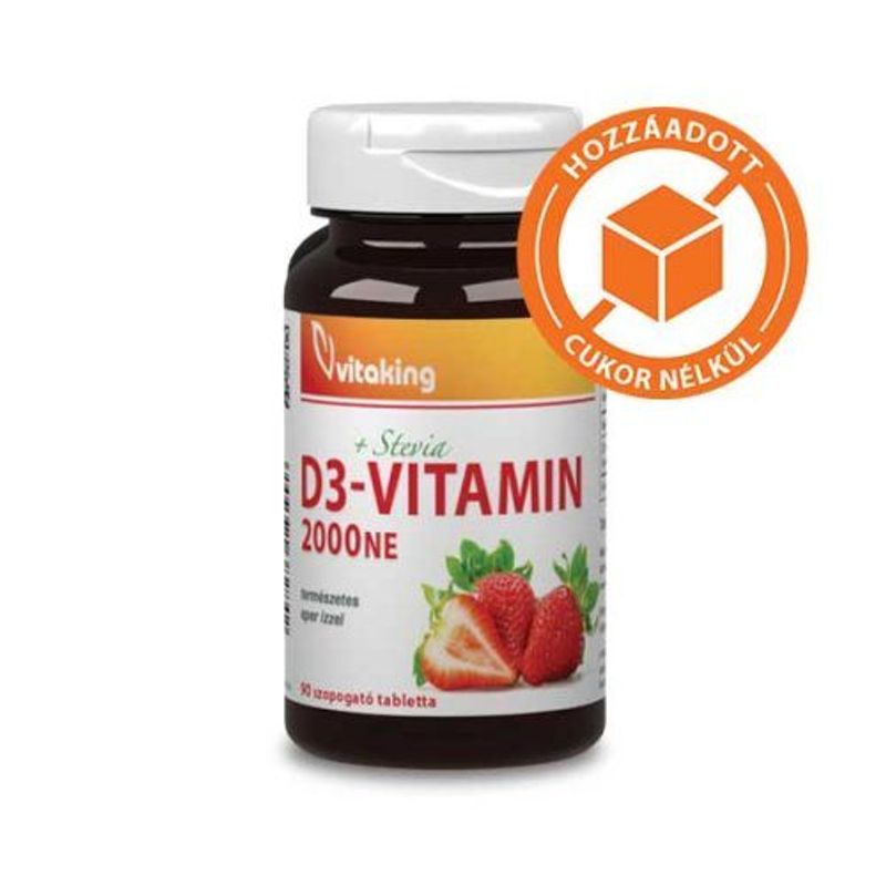 Vitaking D3-vitamin Szopogató Tabletta Eper 90db