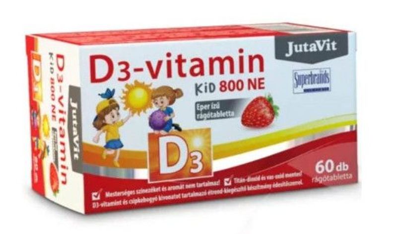 JutaVit D3-vitamin 800-NE KID eper ízű rágótabletta 60db