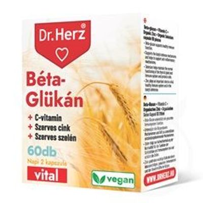 DR Herz Béta-Glükán+Szerves Cink, Szelén+C-vitamin 60 db kapszula doboz 