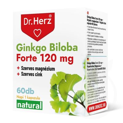 DR Herz Ginkgo Biloba Forte 120mg + Szerves Mg + Zn 60db kapszula doboz #TH