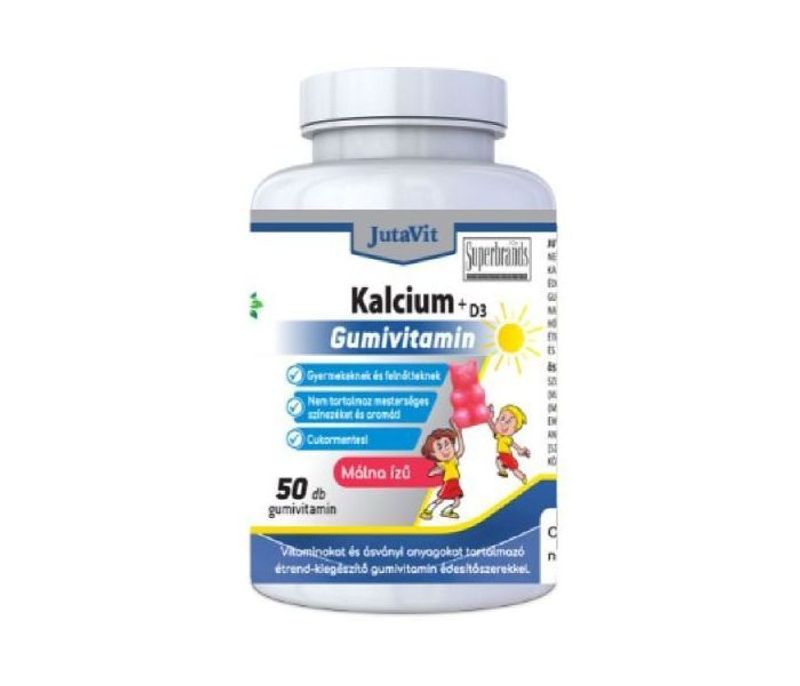 JutaVit Kalcium+D3 Gumivitamin Málna ízű Cukormentes 50x
