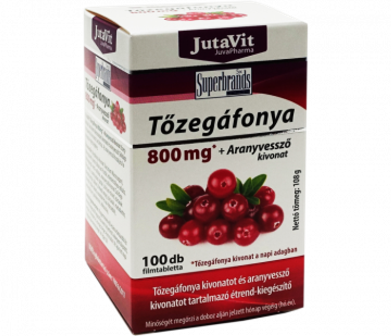 JutaVit Tőzegáfonya 800mg+Aranyv.kivonat tabletta 100x