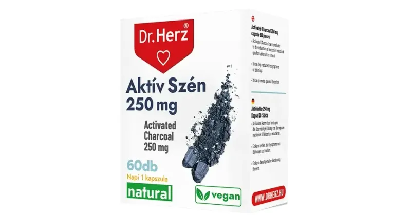 DR Herz Aktív Szén 250 mg 60 db kapszula ÚJ!