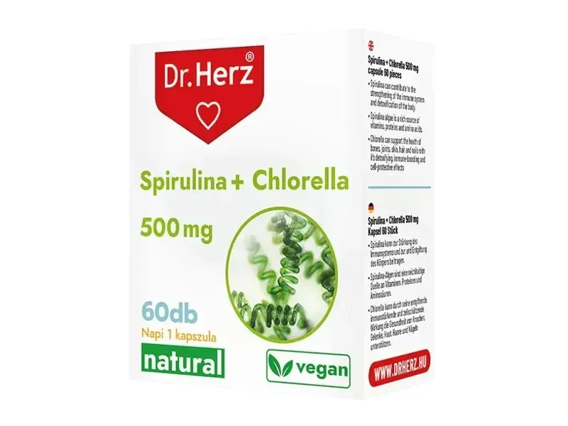 DR Herz Spirulina + Chlorella 60 db kapszula ÚJ!