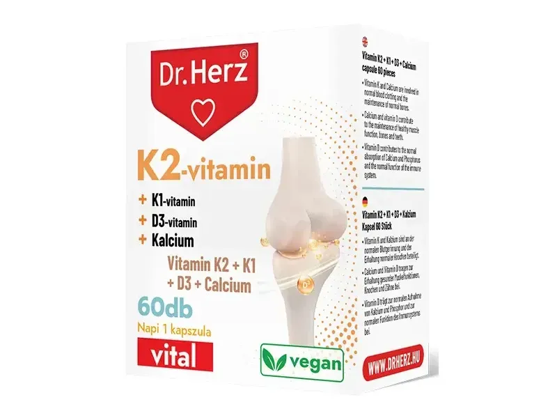DR Herz K2 Vitamin 150 mcg + K1 + D3 + Kalcium 60db kapszula ÚJ